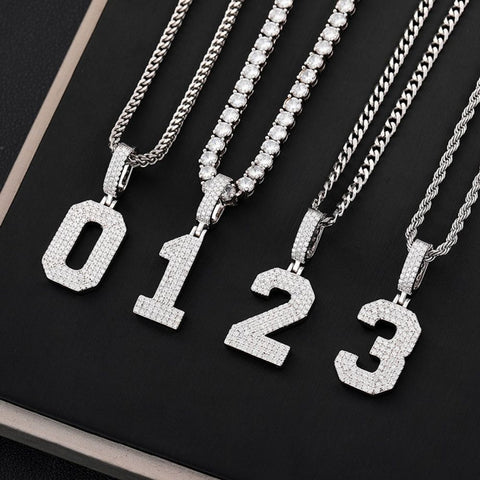 Sterling Silver Lucky Custom Number Moissanite Diamond Necklace