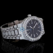Blue Dial Stainless Steel Bust Down Automatic Watch For Men's