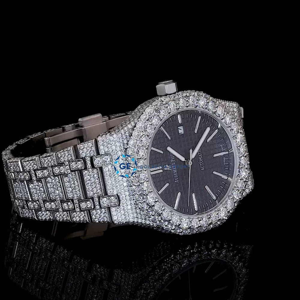 Blue Dial Stainless Steel Bust Down Automatic Watch For Men's