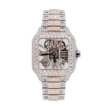 Dual Tone Skeleton Iced Out Moissanite Hip Hop Watch