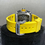 Yellow Rubber Strap Chrono Dial Moissanite Unique Style Watch