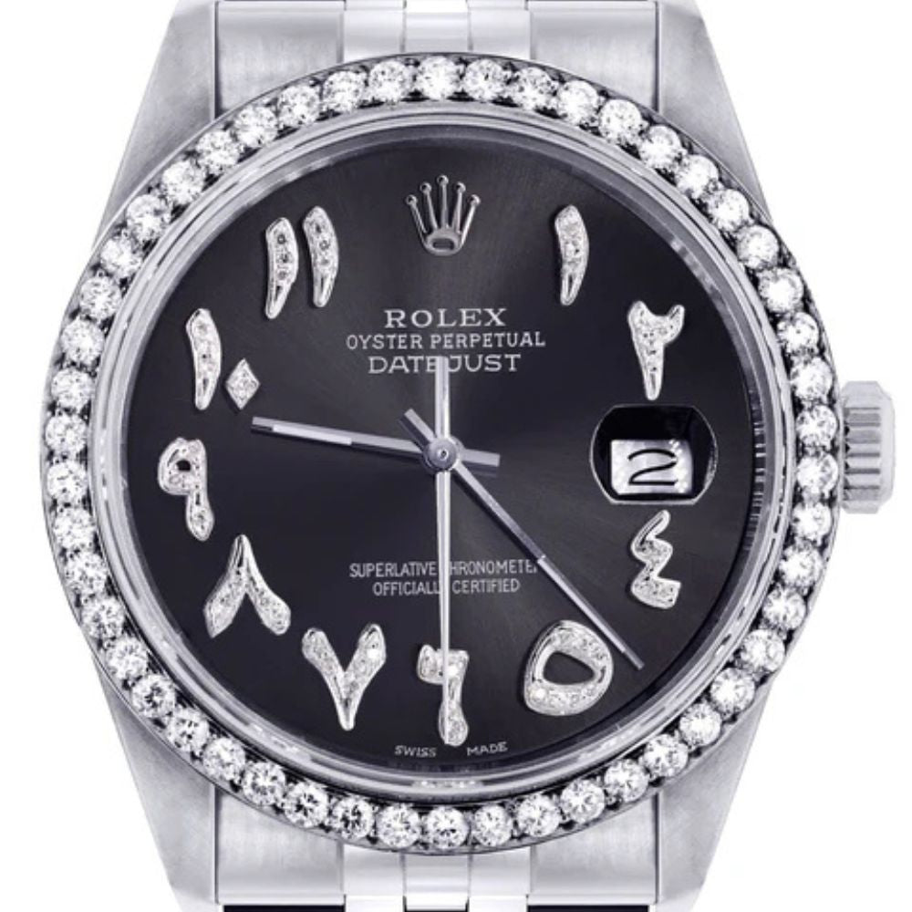 Black Arabic Jubilee Band Moissanite Watch Gift For Men's