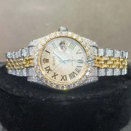 Moissanite Diamond Dual Tone Iced Out Hip Hop Men's Watch