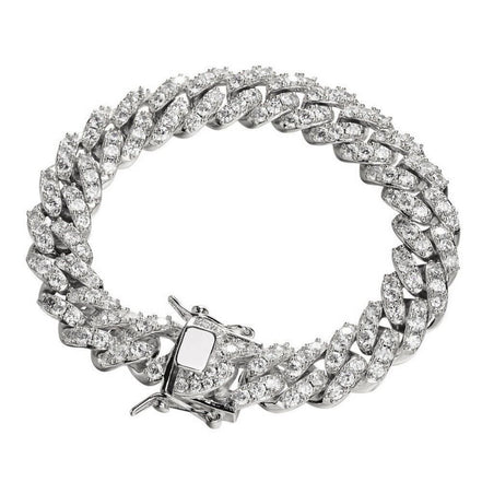 D Color Moissanite Iced Out Cuban Link Bracelet