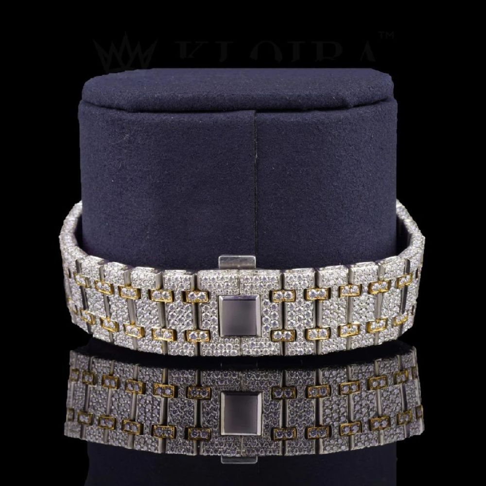 Dual Tone Iced Out Moissanite Watches