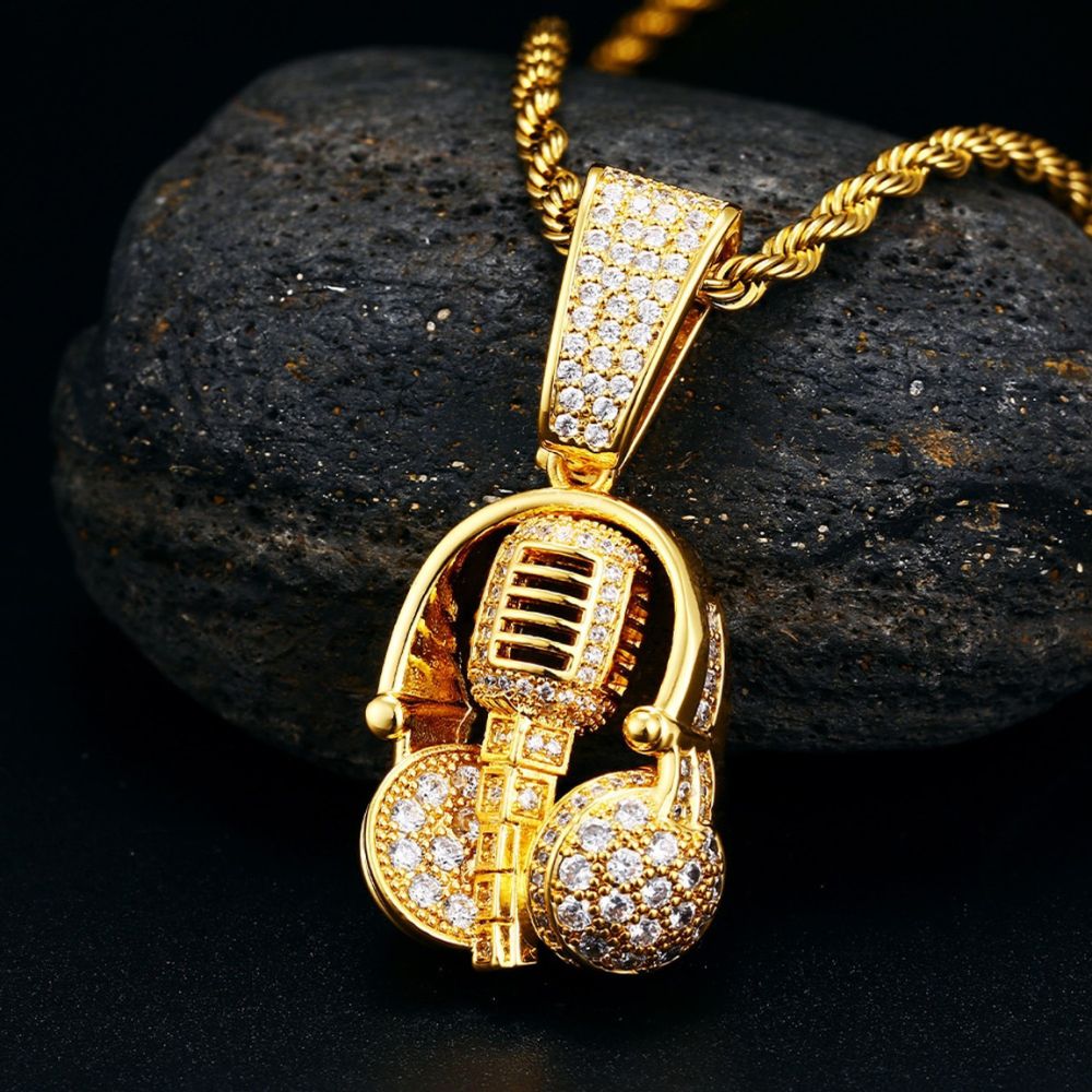 Rock Music Headphones Iced Out Moissanite Pendant