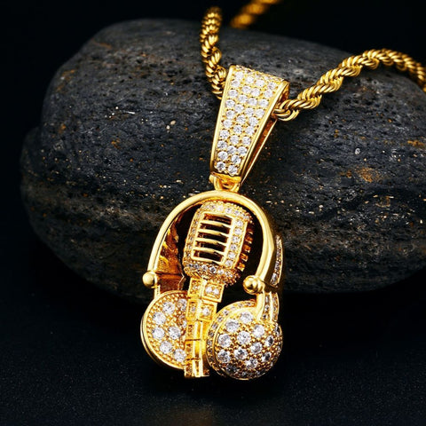 Rock Music Headphones Iced Out Moissanite Pendant