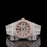 Rose & White Dual Tone Moissanite Hip Hop Men's Watch