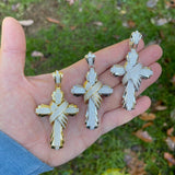 Hip Hop Iced Crossover Cross Moissanite Pendant