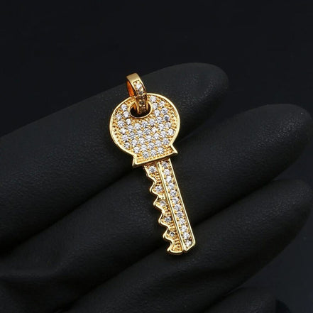 Moissanite Diamond Key Pendant Necklace