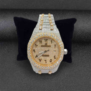 Arabic Dial Moissanite Diamond Dual Tone Classic Watch
