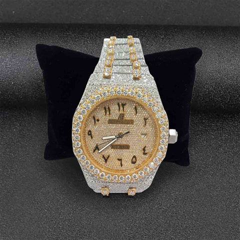 Arabic Dial Moissanite Diamond Dual Tone Classic Watch