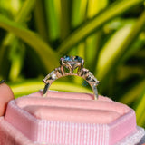 Blue Stone Cushion Cut Unique Lab Diamond Wedding Ring