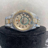 Chrono Dial Dual Tone Moissanite Luxury Watch For Men's