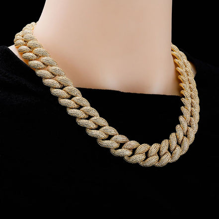 Row Link Moissanite Diamond Cuban Chain For Men's