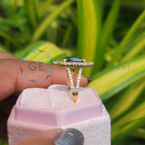 2.5CT Blue Radiant Cut Vintage Halo Engagement Ring