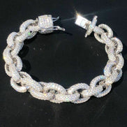 D Color Moissanite Chain Rolo Link Iced Hip Hop Bracelet