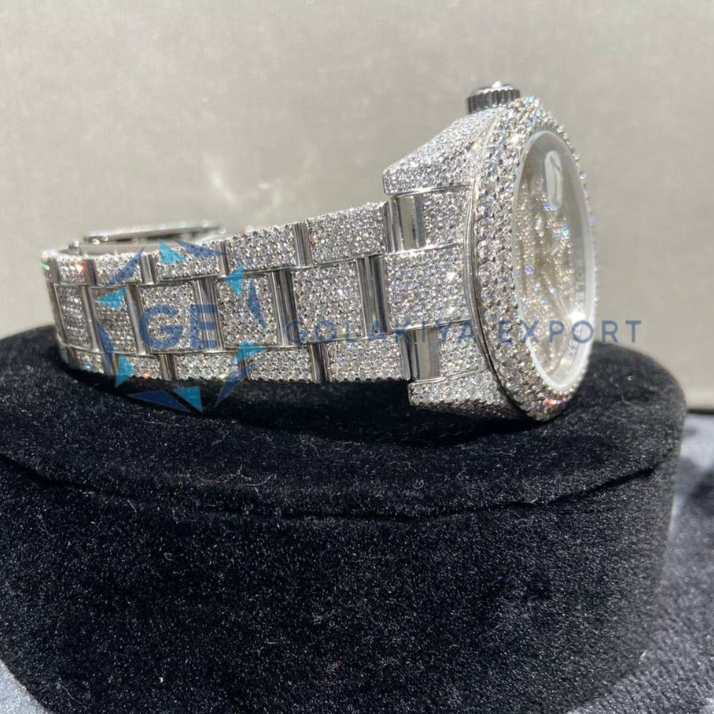 Roman Numeric In Dial Iced Out Moissanite Men's Watch