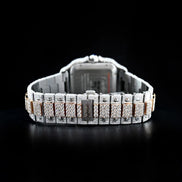 Dual Tone Roman Dial Moissanite Diamond Wrist Watch