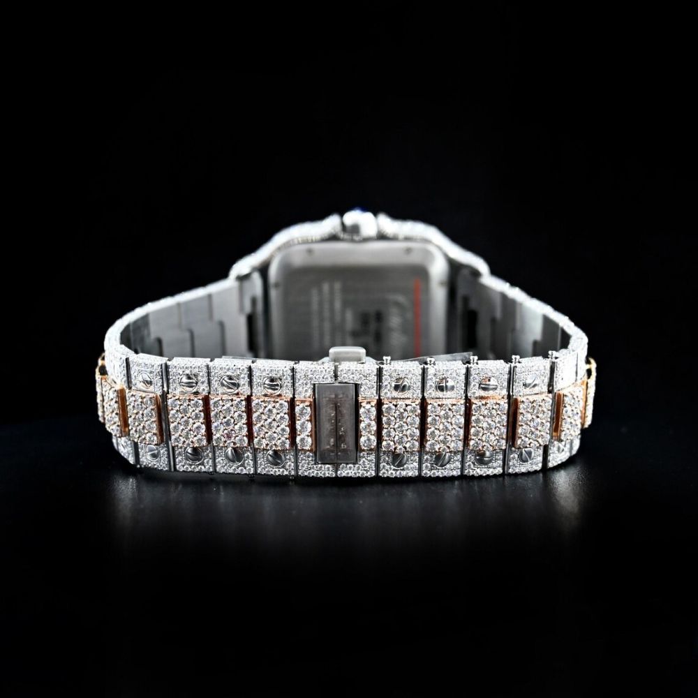 Dual Tone Roman Dial Moissanite Diamond Wrist Watch