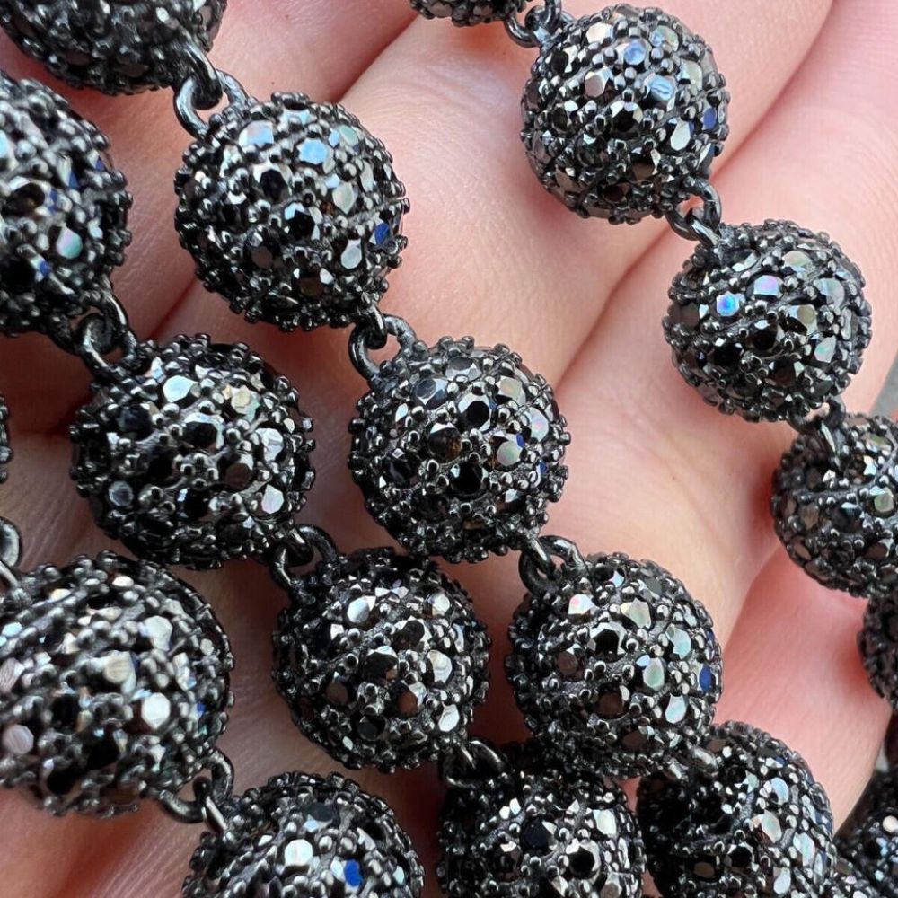 Black Moissanite Diamond Ball Link Bracelet