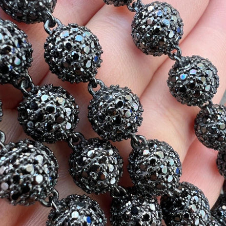 Black Moissanite Diamond Ball Link Bracelet