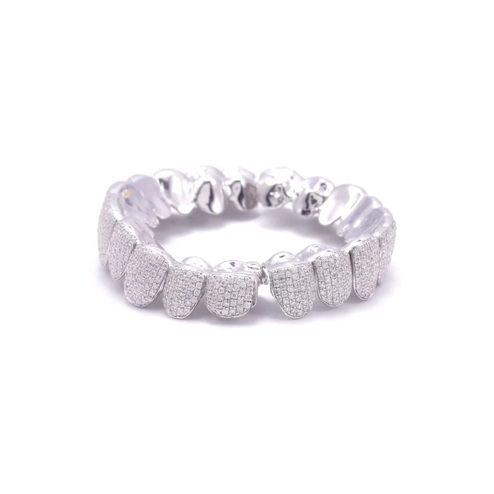 Colorless Moissanite 10 On 10 Fully Iced Out Grillz For Men's