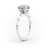 Hidden Accent Round Cut Moissanite  Wedding Proposal Ring