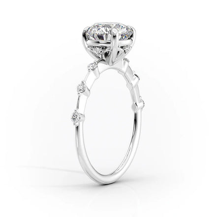 VVS1 Clarity Moissanite Princess Cut Hidden Accent Engagement Ring