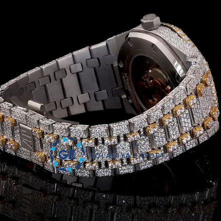 Dual Tone Fully Iced Out Moissanite Diamond Wrist Luxury Watch