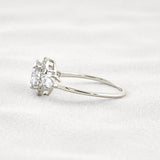 Oval Cut Three Stone Halo Moissnaite Diamond Engagement Ring