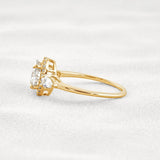Oval Cut Three Stone Halo Moissnaite Diamond Engagement Ring