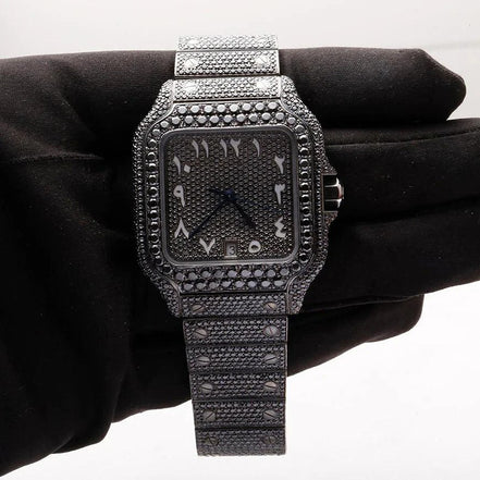 Automatic Movement Moissanite Full Black Watch For Him