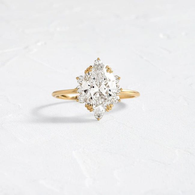 Oval Cut Floral Halo Moissanite Wedding Proposal Ring