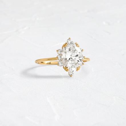 Oval Cut Floral Halo Moissanite Wedding Proposal Ring