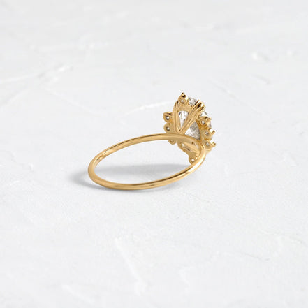 Oval Cut Floral Halo Moissanite Wedding Proposal Ring