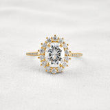 Halo & Pave Set Oval Cut Moissanite Wedding Proposal Ring