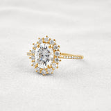 Halo & Pave Set Oval Cut Moissanite Wedding Proposal Ring