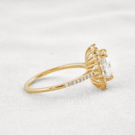 Halo & Pave Set Oval Cut Moissanite Wedding Proposal Ring