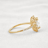 Halo & Pave Set Oval Cut Moissanite Wedding Proposal Ring