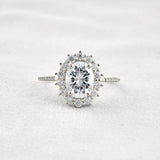 Halo & Pave Set Oval Cut Moissanite Wedding Proposal Ring