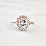 Halo & Pave Set Oval Cut Moissanite Wedding Proposal Ring