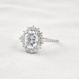 Halo & Pave Set Oval Cut Moissanite Wedding Proposal Ring