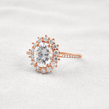 Halo & Pave Set Oval Cut Moissanite Wedding Proposal Ring