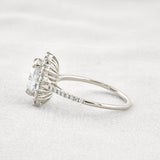 Halo & Pave Set Oval Cut Moissanite Wedding Proposal Ring