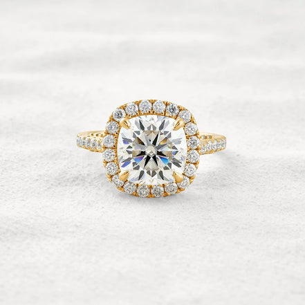 Cushion Cut Hidden Accent Moissanite Diamond Engagement Ring