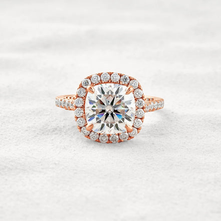 Cushion Cut Hidden Accent Moissanite Diamond Engagement Ring