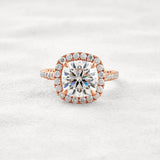 Cushion Cut Hidden Accent Moissanite Diamond Engagement Ring
