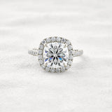 Cushion Cut Hidden Accent Moissanite Diamond Engagement Ring