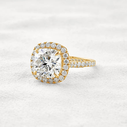 Cushion Cut Hidden Accent Moissanite Diamond Engagement Ring